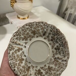 Set Of 5 Vintage Bavaria Porcelain Tea Cup Saucer Plate Gold Trim